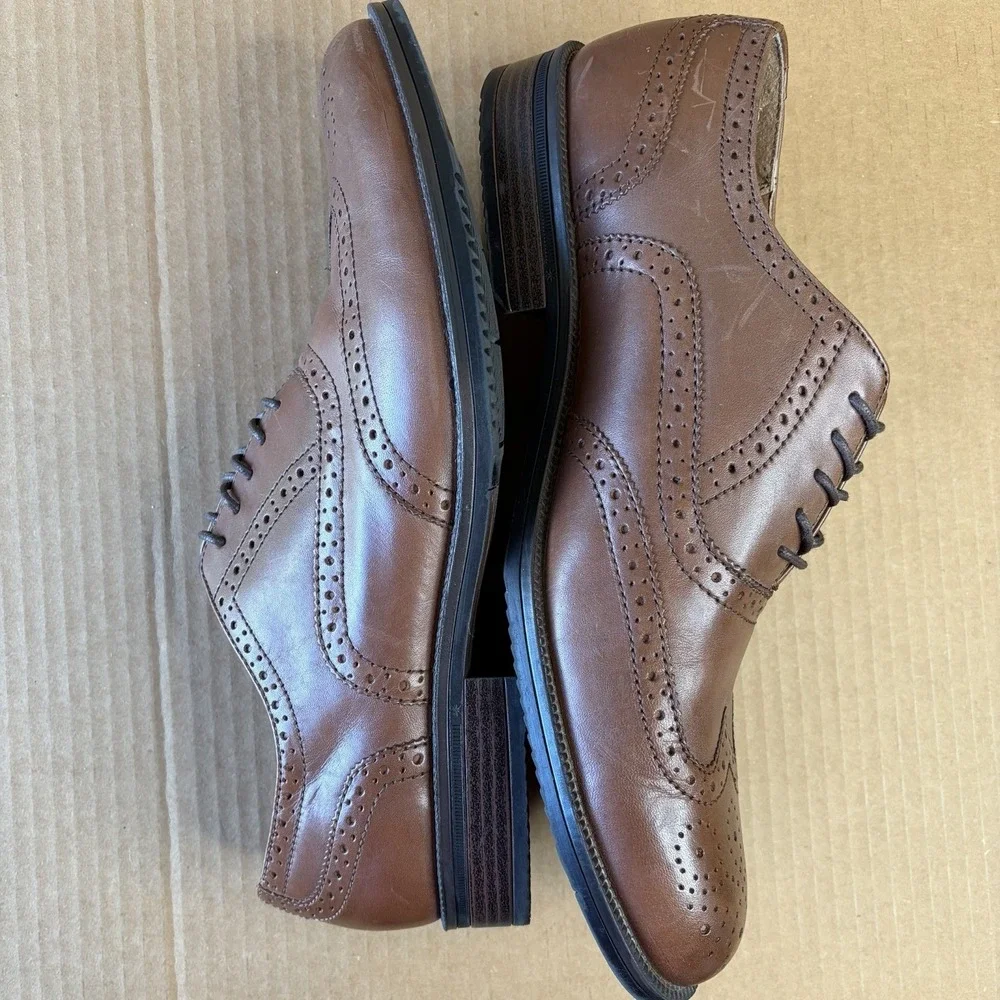 GH Bass Mens Brown Leather Wingtip Brogue Oxford Dress Shoes Lace Up